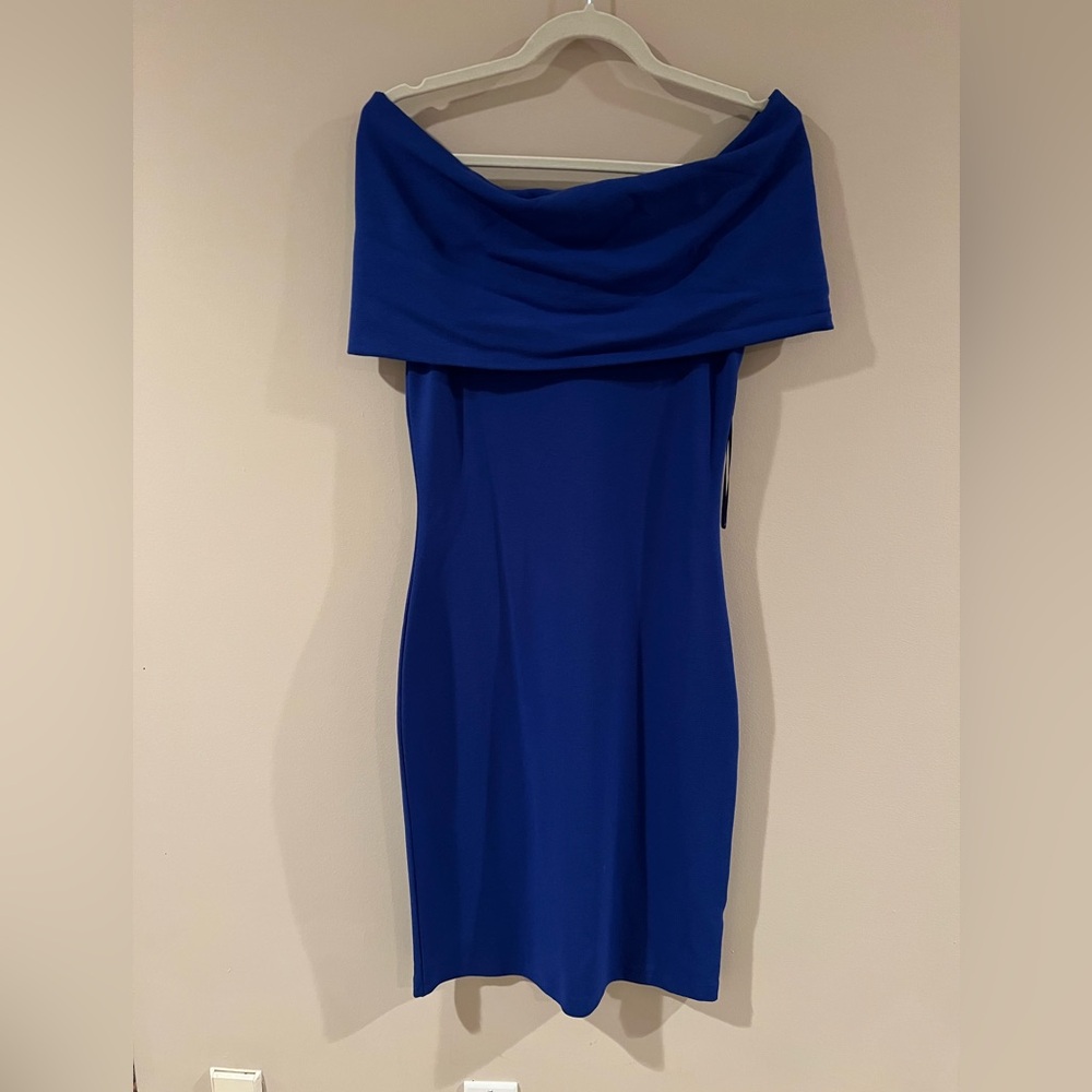Elegant Blue Off-Shoulder Dress